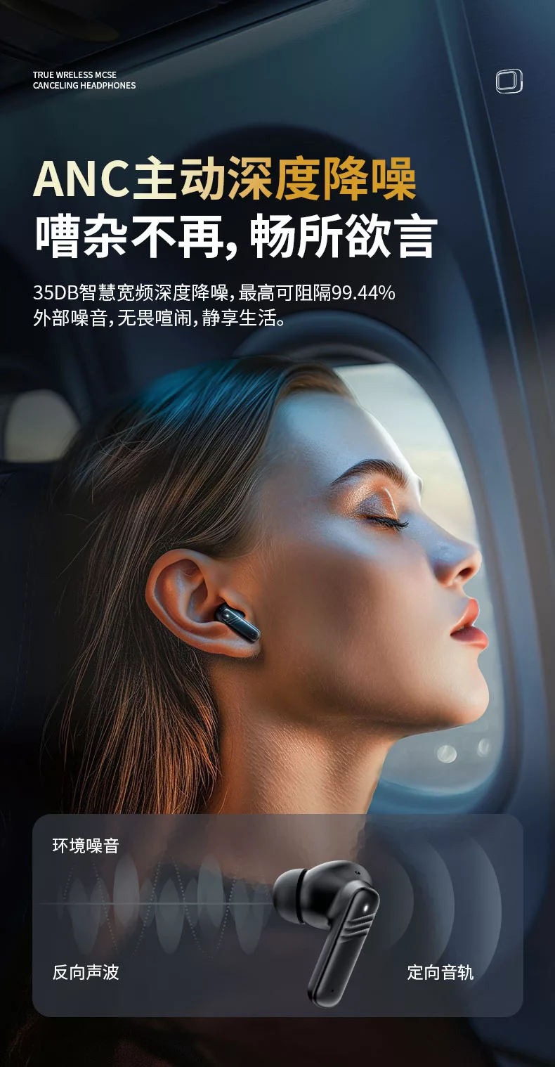 Conyai蓝牙耳机运动屏显主动降噪长续航高音质多功能耳机